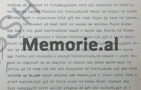 “Feçori vlerësonte romanin ‘Dimri i vetmisë madhe’ të Kadaresë, duke thënë se autori paraqet me vërtetësi rininë e ‘Rrugës së Dibrës’, e cila është si ajo e Bashkimit Sovjetik…”/ Dëshmia në hetuesi, ish-drejtorit të Albimportit