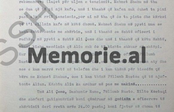 “Kur na u komunikua ngjarja, unë dorzova çelsat ku mbaheshin armët e Mehmet Shehut dhe më pas, zbritëm kufomën e tij në kat të parë, së bashku me…”/ Dëshmia e oficerit të shoqërimit të ish-kryeministrit