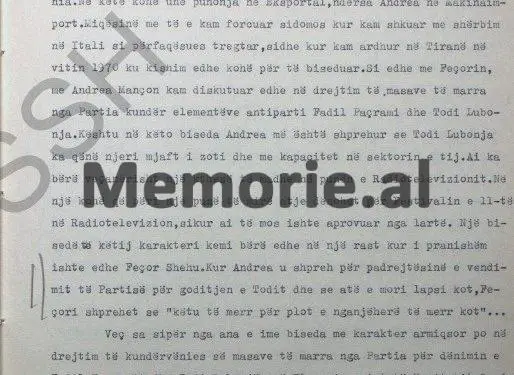 “Feçori vlerësonte romanin ‘Dimri i vetmisë madhe’ të Kadaresë, duke thënë se autori paraqet me vërtetësi rininë e ‘Rrugës së Dibrës’, e cila është si ajo e Bashkimit Sovjetik…”/ Dëshmia në hetuesi, ish-drejtorit të Albimportit