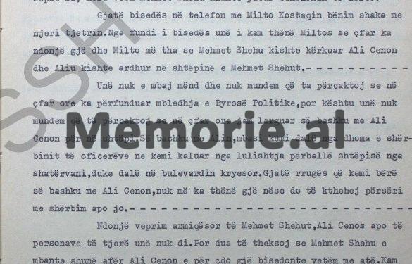 “Më 17 dhjetor 1981, me urdhër të Ali Çenos, përgjegjësit të grupit, shkova edhe unë për të shoqëruar Mehmet Shehun, në mbledhjen e Byrosë, sepse aty…”/ Dëshmia e oficerit të shoqërimit të ish-kryeministrit