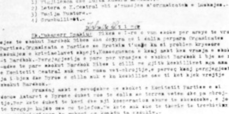 “Vrasja e shokut Bardhok Biba, ishte për faj të tij, por të shfrytëzohet për urrejtjen ndaj reaksionit, mobilizimin e planit të shtetit, etj. …”/ Zbulohet dokumenti i mbledhjes së Komitetit Partisë Mirditës