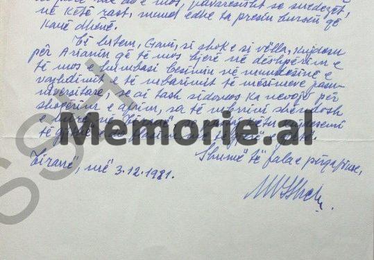 “I dashur Taqi, të lutem Gani, si shok, si vëlla, kujdesuni për Skënderin, i qëndroni afër dhe mos e lini që…”/ Zbulohen letrat e Mehmet Shehut, për oficerin e Sigurimit dhe ambasadorin në Suedi, 3 dhjetor 1981