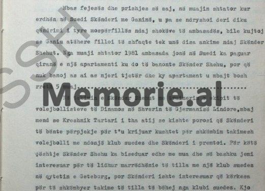 “Kur Kreshnik Tartari, trajner i ekipit ‘Dinamo’ u takua me Skënder Shehun, në Shverin të Gjermanisë Lindore, i tha atij se kishte porosi…”/ Dëshmia në hetuesi, e ish-oficerit të Zbulimit shqiptar në Suedi