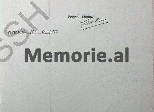 “Qëndrimi i gabuar i shokut Mehmet me fejesën e Skënderit, s’mund të mos lidhet edhe me lëshimet e bëra ndaj sjelljeve të djalit tjetër, Bashkimit…” ! / Autokritika e panjohur e ministrit Feçor Shehu, nëntor ‘81