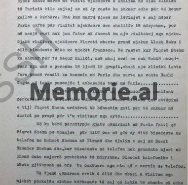 “Nga marsi, deri në maj të vitit 1981, unë shoqërova Fiqret Shehun në vizitat që ajo bëri në Greqi, Itali, Austri, Danimarkë, Francë, ku në Paris ajo u takua me…”/ Dëshmia në hetuesi ish-oficerit të Sigurimit