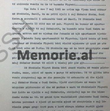 “Nga marsi, deri në maj të vitit 1981, unë shoqërova Fiqret Shehun në vizitat që ajo bëri në Greqi, Itali, Austri, Danimarkë, Francë, ku në Paris ajo u takua me…”/ Dëshmia në hetuesi ish-oficerit të Sigurimit