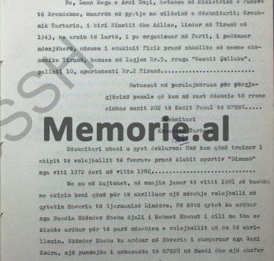“Feçor Shehu, që dinte interesimet e Skënderit për Silva Turdiun, s’më ka thënë në ndonjë rast, që unë ta pengoja këtë gjë, madje vetë Feçori…”/ Dëshmia në hetuesi e ish-trajnerit të volejbollit të “Dinamos”