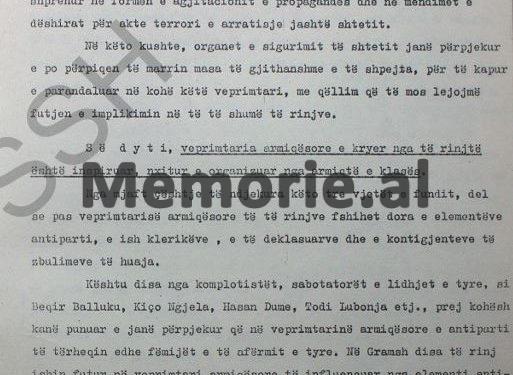 Letra e Enverit për Hazbiun: “S’duhen ngatërruar thyerjet e xhamave, me agjitacion e propagandë, po profesor Gashin në Shkodër, pse e arrestuat…”?! / Dokumenti që “fundosi” ministrin e Brendshëm në ’79-ën
