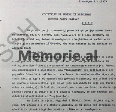 Letra e Enverit për Hazbiun: “S’duhen ngatërruar thyerjet e xhamave, me agjitacion e propagandë, po profesor Gashin në Shkodër, pse e arrestuat…”?! / Dokumenti që “fundosi” ministrin e Brendshëm në ’79-ën
