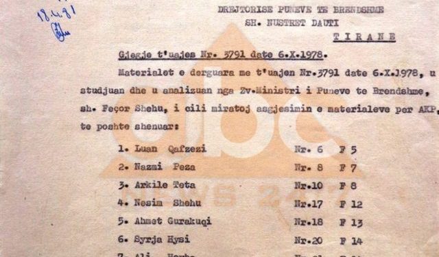 “Materialet e dërguara nga ju, u studjuan nga zv.ministri Feçor Shehu, i cili miratoi asgjesimin e dokumentëve për antarët dhe kandidatët e partisë, si Ismail Kadare dhe…”! / Dokumenti sekret i janarit 1979