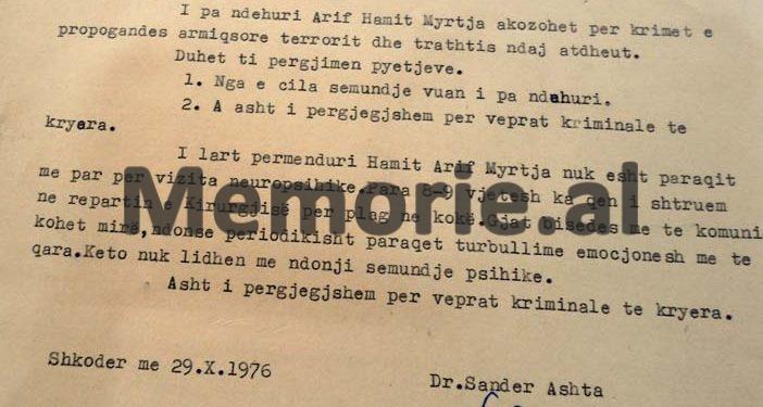 “Fadil Rizai dha jetën në krye të detyrës prandaj ai të shpallet ‘Dëshmor i Ndërtimit të Socializmit’, ose t’i jepet një Medalje Trimërie, sepse dhe si familje…”/ Letra për Degën e Brendshme të Shkodrës