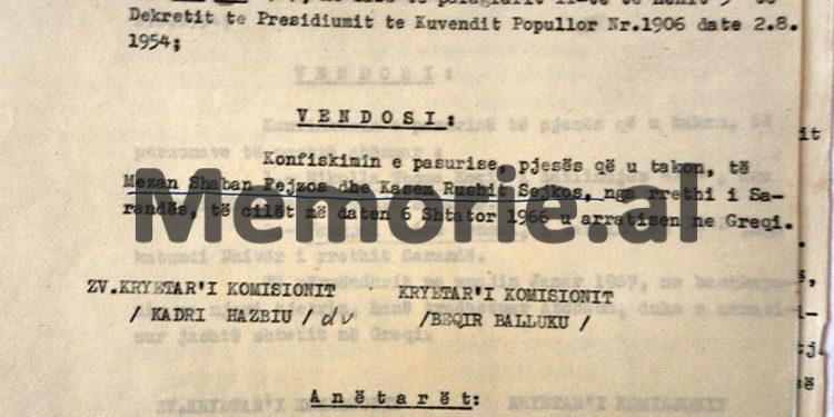 “T’i konfiskohet pasuria Jorgji Filip Ziut, banues në Durrës, pasi duke qenë me shërbim në Trieste të Italisë, arratiset nga Moto-Varka “Sazani” dhe…”/ Vendimet e Komisionit të Internim-dëbimeve, viti 1967