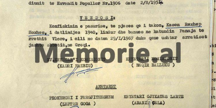 “T’i konfiskohet pasuria Jorgji Filip Ziut, banues në Durrës, pasi duke qenë me shërbim në Trieste të Italisë, arratiset nga Moto-Varka “Sazani” dhe…”/ Vendimet e Komisionit të Internim-dëbimeve, viti 1967