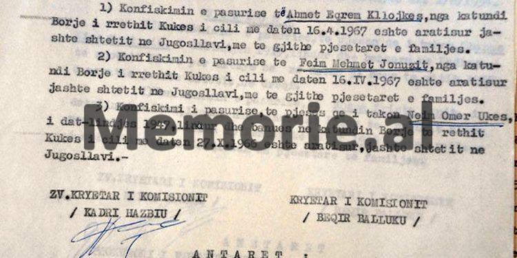 “T’i konfiskohet pasuria Jorgji Filip Ziut, banues në Durrës, pasi duke qenë me shërbim në Trieste të Italisë, arratiset nga Moto-Varka “Sazani” dhe…”/ Vendimet e Komisionit të Internim-dëbimeve, viti 1967