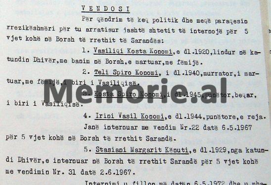 “Me propozim të Ministrisë së Brendshme, komisioni vendosi të transferojë nga katundi Çekrez-Morinë, në Valias, të internuarit…”/ Zbulohet dokumenti sekret i vitit 1972, me 51 emrat e “reaksionarëve”!