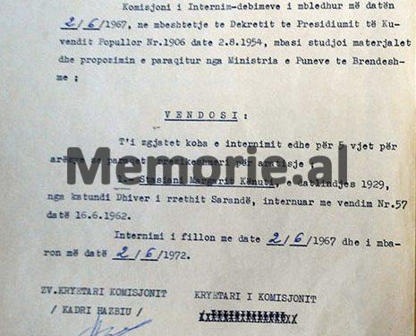 Nga familja Agaj, Shaska, Luzi, Velaj, te Alemi, Xhindi, Çeprati, Bollano e Çeloaliaj…/ Zbulohet dokumenti sekret i Komisionit të Internim-Dëbimeve i vitit 1967, për fiset e njohura të Vlorës