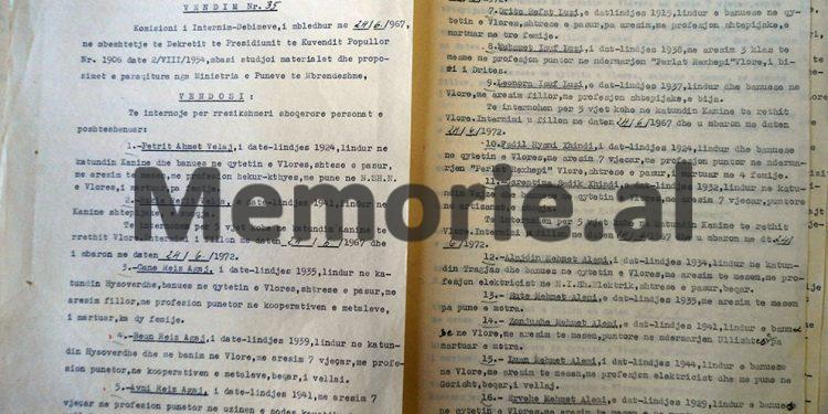Nga familja Agaj, Shaska, Luzi, Velaj, te Alemi, Xhindi, Çeprati, Bollano e Çeloaliaj…/ Zbulohet dokumenti sekret i Komisionit të Internim-Dëbimeve i vitit 1967, për fiset e njohura të Vlorës
