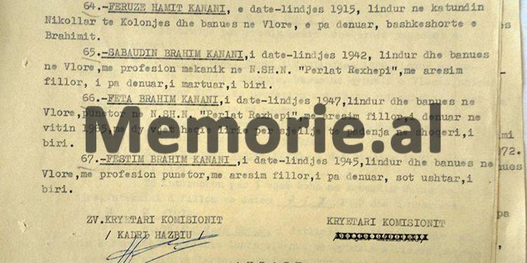 “Refije Hana Malaj (Koculi), 90 vjeç, lindur në Shkozë të rrethit Vlorë, me banim në Tiranë, është gruaja e Qazim Koculit, ish-eksponent i Ballit Kombëtar…”/ Vendimi i Komisionit Internim-Dëbimeve, viti 1967