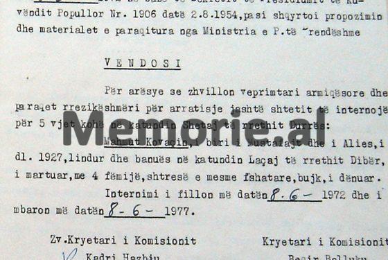 “Për arsye se në tetor 1971, u arratis jashtë shtetit, në Greqi, pjesëtari i familjes së tyre, Besnik Aliko, komisioni vendosi të internojë në katundin Fushë-bardhë të Gjirokastrës…”/ Zbulohen vendimet e vitit 1972