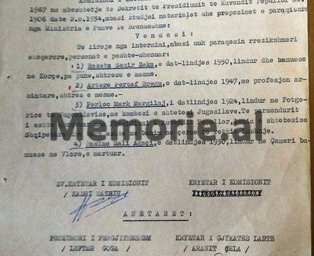 “Imer Spahiu nga Kolesjani, në 1948, u kap duke u arratisur në Jugosllavi, i vëllai, Neziri, në Francë, me aktivitet armiqësor, nipi Ramadani dhe kushëriri i tij, Lutfiu…”/ Vendimi i Komisionit Internim-Dëbimeve, viti 1967