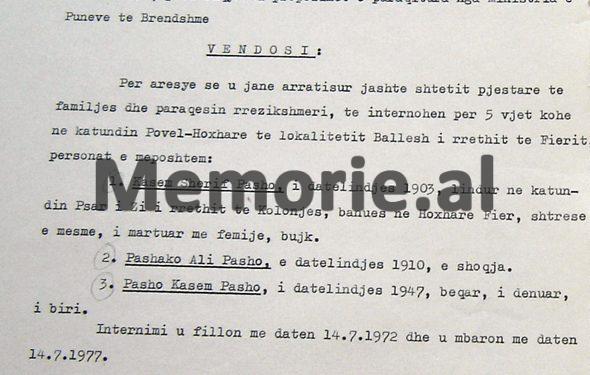 “Për arsye se në tetor 1971, u arratis jashtë shtetit, në Greqi, pjesëtari i familjes së tyre, Besnik Aliko, komisioni vendosi të internojë në katundin Fushë-bardhë të Gjirokastrës…”/ Zbulohen vendimet e vitit 1972