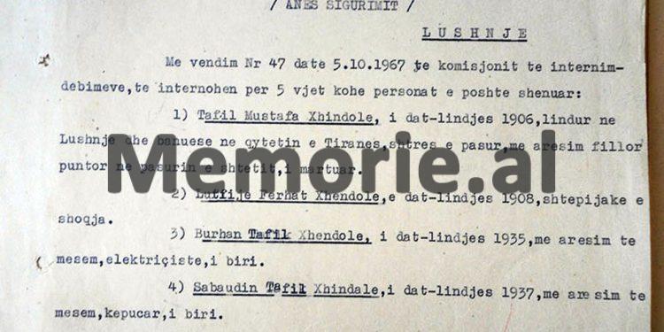 “Gjyla Leci nga Buçaj e Tropojës, ka të arratisur burrin e saj, Isuf Lecin, dhe kunatin, Shabanin, më pas u arratis në Jugosllavi kunata e saj, me 4 djemtë…”/ Vendimi i Komisionit Internim-Dëbimeve, viti 1967
