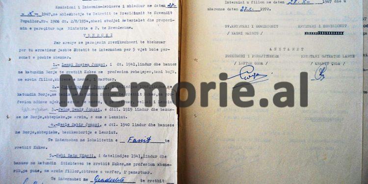 “Gjyla Leci nga Buçaj e Tropojës, ka të arratisur burrin e saj, Isuf Lecin, dhe kunatin, Shabanin, më pas u arratis në Jugosllavi kunata e saj, me 4 djemtë…”/ Vendimi i Komisionit Internim-Dëbimeve, viti 1967