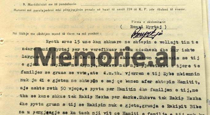 “Fadil Rizai dha jetën në krye të detyrës prandaj ai të shpallet ‘Dëshmor i Ndërtimit të Socializmit’, ose t’i jepet një Medalje Trimërie, sepse dhe si familje…”/ Letra për Degën e Brendshme të Shkodrës