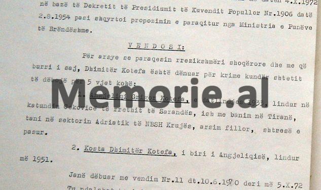“Pasi paraqet rrezikshmëri për arratisje jashtë shtetit, Gjyle Avdi Leci, të internohet për 3 vjet në T’pla të Tropojës, kurse Ramadan Zhazedin Daullxhiu, me tetë fëmijë…”/ Zbulohen vendimet e vitit 1972