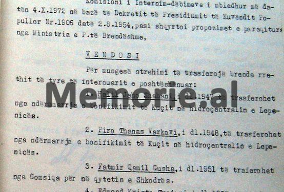 “Pasi paraqet rrezikshmëri për arratisje jashtë shtetit, Gjyle Avdi Leci, të internohet për 3 vjet në T’pla të Tropojës, kurse Ramadan Zhazedin Daullxhiu, me tetë fëmijë…”/ Zbulohen vendimet e vitit 1972