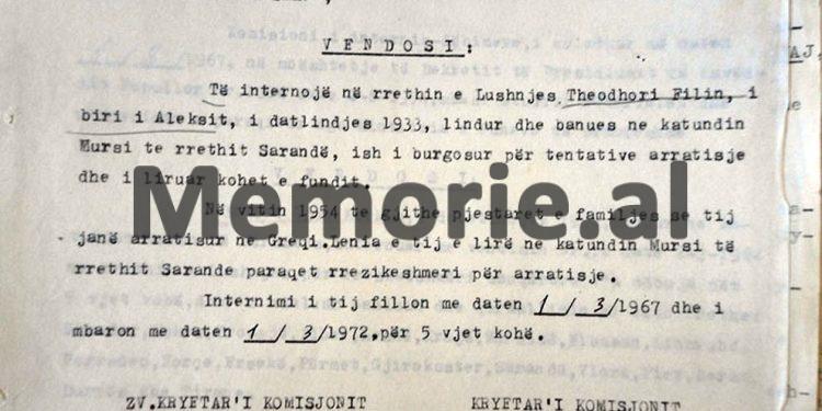 “Pasi iu arratisën 6 pjestarë të familjes, dhe se paraqesin rrezikshmëri të theksuar për t’u arratisur edhe vetë, komisioni vendosi të internojë Nikollë Dakaj, me të gjithë…”/ Dokumenti sekret, janar 1967