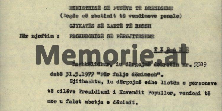 “Kur Enveri e pyeti Aranit Çelën, se; a është e drejtë, që të marrim në shqyrtim, ata që s’bëjnë kërkesë t’u falet jeta, si ky Xhavit Sallaku, ai i tha…”! / Mbledhja e Presidiumit të Kuvendit Popullor, 31 maj 1977