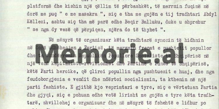 “Kur Enveri e pyeti Aranit Çelën, se; a është e drejtë, që të marrim në shqyrtim, ata që s’bëjnë kërkesë t’u falet jeta, si ky Xhavit Sallaku, ai i tha…”! / Mbledhja e Presidiumit të Kuvendit Popullor, 31 maj 1977