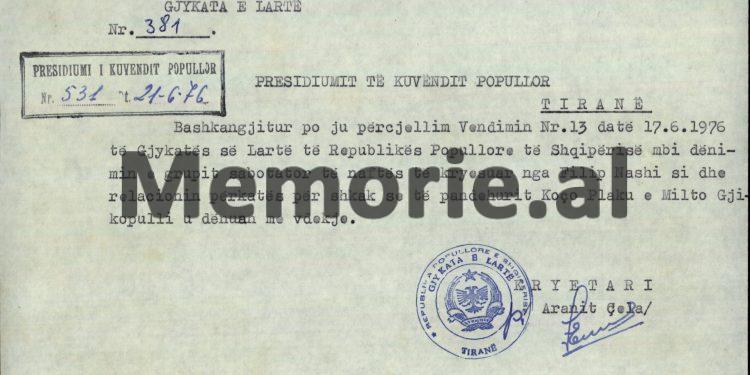 “Jam penduar, kam qenë shtëpi bazë e luftës, jam vëllai i Todo Manços, si dhe kam dy fëmijë në ngarkim, ju lutem të më falni jetën…”/ Zbulohet letra para pushkatimit, e drejtorit të Makina-importit, maj 1976