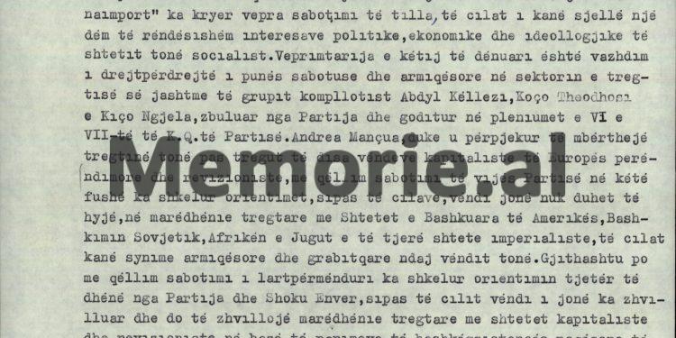 “Ky armik, është lidhur me firmën Amerikane ‘Western Data System’, filialin e saj ‘Geospas’ në Gjermaninë Perëndimore, për…”/ Zbulohet akuza ndaj Andrea Manços, në gjyqin e “Grupit sabotator të Ekonomisë”, maj ‘76