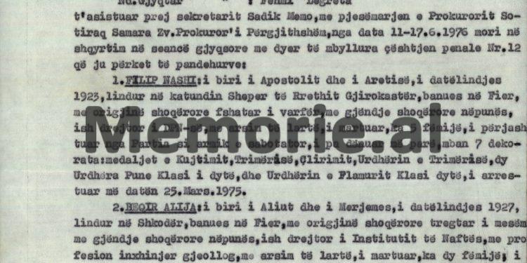 “Sabotimi më i madh ka qenë në zonën e Sarandës, ku Filip Nashi doli me parullën se; ‘kush nguron për Vurgun e Sarandës, është…”! / Akt-akuza e Aranit Çelës, ndaj “Grupit sabotator të naftës”, qershor 1976