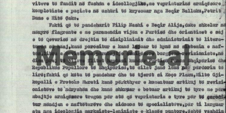 “Të pandehurit F. Nashi, B. Alija, K. Plaku, P. Murati, M. Gjikopulli, Dh. Stefa e J. Konomi, kanë bërë edhe agjitacion dhe…”/ Akt-akuza e Aranit Çelës, ndaj “Grupit sabotator të naftës”, qershor 1976