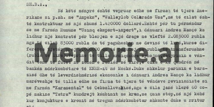 “Ky armik, është lidhur me firmën Amerikane ‘Western Data System’, filialin e saj ‘Geospas’ në Gjermaninë Perëndimore, për…”/ Zbulohet akuza ndaj Andrea Manços, në gjyqin e “Grupit sabotator të Ekonomisë”, maj ‘76