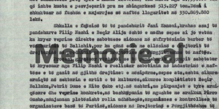 “Koço Plaku, mbronte specialistët me përbërje të keqe politike, dhe shprehej; me cilët do të punoj, kur komunistët janë të pa aftë…”?! / Akt-akuza e Aranit Çelës, ndaj “Grupit sabotator të naftës”, qershor 1976