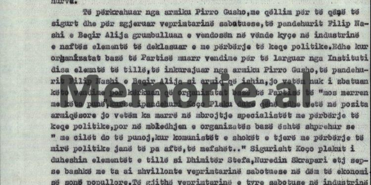 “Dëshmitari Zenel Pushaj deklaroi, se i pandehuri Koço Plaku i ka thënë se; e kanë porositur rusët që të ruajë veten, të presë urdhër…” / Akt-akuza e Aranit Çelës, ndaj “Grupit sabotator të naftës”, qershor 1976