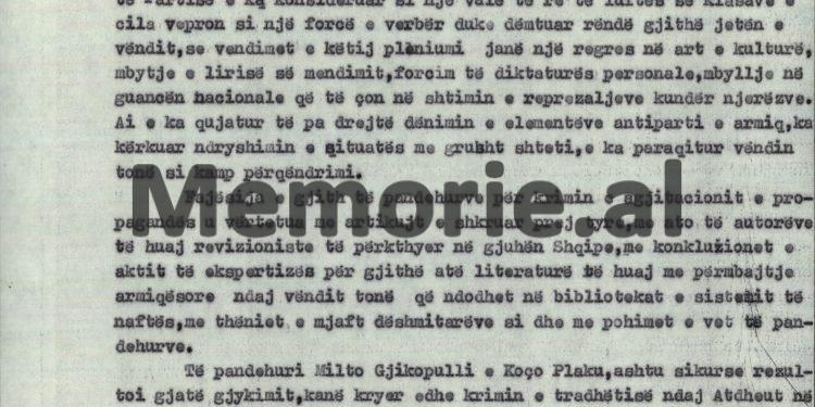 “Dëshmitari Zenel Pushaj deklaroi, se i pandehuri Koço Plaku i ka thënë se; e kanë porositur rusët që të ruajë veten, të presë urdhër…” / Akt-akuza e Aranit Çelës, ndaj “Grupit sabotator të naftës”, qershor 1976