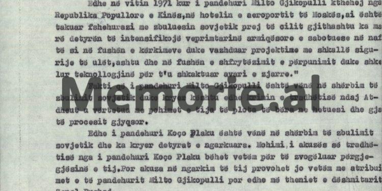 “Dëshmitari Zenel Pushaj deklaroi, se i pandehuri Koço Plaku i ka thënë se; e kanë porositur rusët që të ruajë veten, të presë urdhër…” / Akt-akuza e Aranit Çelës, ndaj “Grupit sabotator të naftës”, qershor 1976