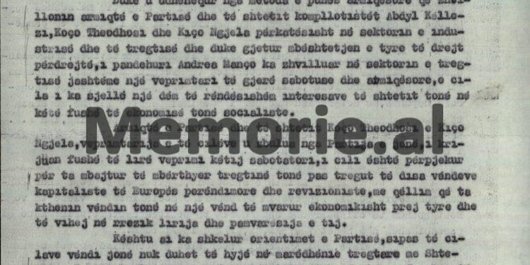 “Andrea Manço, ka vjellur vrer kundër vijës politike ekonomike dhe ideologjike të Partisë sonë, udhëheqësit kryesor të saj, duke…”/ Zbulohet akt-akuza e Aranit Çelës, ndaj drejtorit të Makinaimportit, maj ‘76