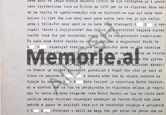 “Kadri Hazbiu na kërkoi helme me veprim të ngadaltë, se donte t’i përdorte kundër Leka Zogut, duke ia dhënë…”/ Zbulohet dokumenti i rrallë i Sigurimit, me raportin sekret të oficerit të Zbulimit në New York