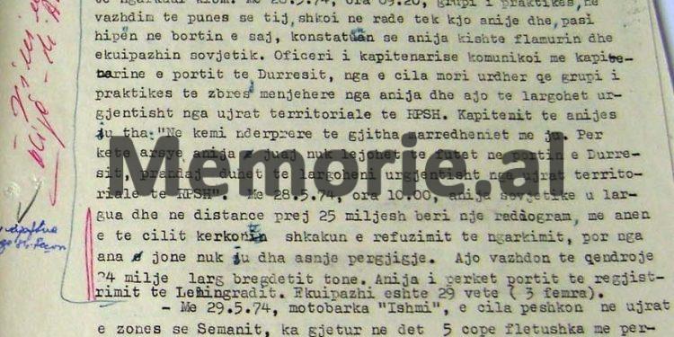 “Ne s’kemi marrëdhënie me ju dhe anija s’lejohet të futet në Portin e Durrësit, largohuni urgjentisht nga ujrat tona…”/ Zbulohet dokumenti sekret i majit ‘74, me anijen sovjetike me 29 persona, që “tërboi” Enverin ndaj Ballukut