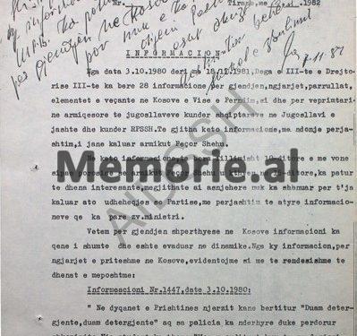 “Në Kosovë diçka po zien, por në çfarë mënyre do shpërthejë, nuk dihet, kurse Fadil Hoxhës i kanë dërguar letra anonime, ku…”/  Zbulohet dokumenti i Sigurimit, 6 muaj para demonstratave të ‘81-it