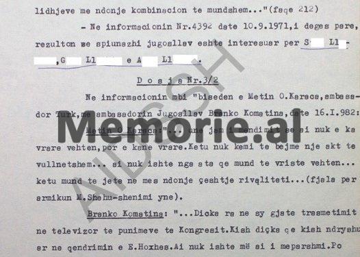 “Ambasadori B. Komatina, i tha atij turk; Enver Hoxha s’ishte ai i mëparshëmi, sepse pas tij në kongres, s’doli Mehmet Shehu, por…”/ Zbulohet dosja sekrete e Sigurimit për ambasadën jugosllave, në-‘82-in
