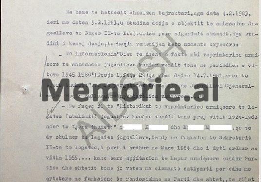 “Arso Milotoviç, takoi në Ndroq B.p. ‘Malësori’ dhe e pyet se; cili njihet më shumë, Enveri, apo Mehmet Shehu, pasi flitet…”/ Zbulohet dosja sekrete e Sigurimit për ambasadën jugosllave, në-‘82-in
