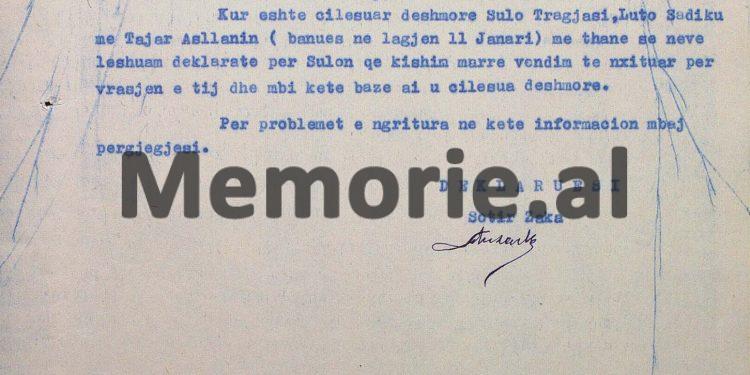 “Kasem Trebeshina e vrau Sulo Tragjasin, pasi një ditë më parë Sulo u zu me vëllanë e tij, Myzaferin, që e shau…”/ Dokumentet e Sigurimit të vitit 1982, për vrasjen e pjesëtarit të njësitit gueril të Fierit në ’43-in   