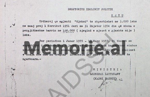 “Urdhëroj që agjentit ‘Trimi’ t’i jepet rrogë 8.000 lekë, ‘Gjoksit’ 3.500, ‘Besniku’ 2.500, kurse shpërblimi…”/ Zbulohet dokumenti i i Sigurimit për pagesat e pensionet që morën tre B.p., që fundosën “Grupin e Teme Sejkos”